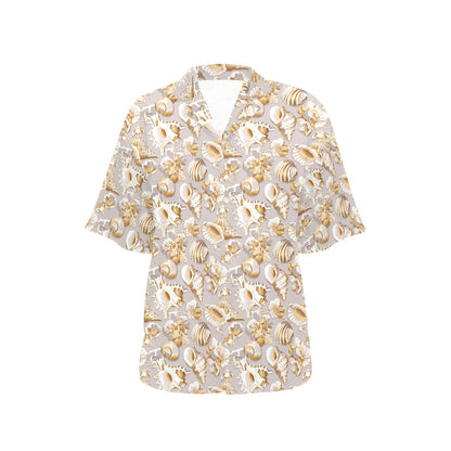 Seashell Print Design LKS309 Women's Hawaiian Shirt