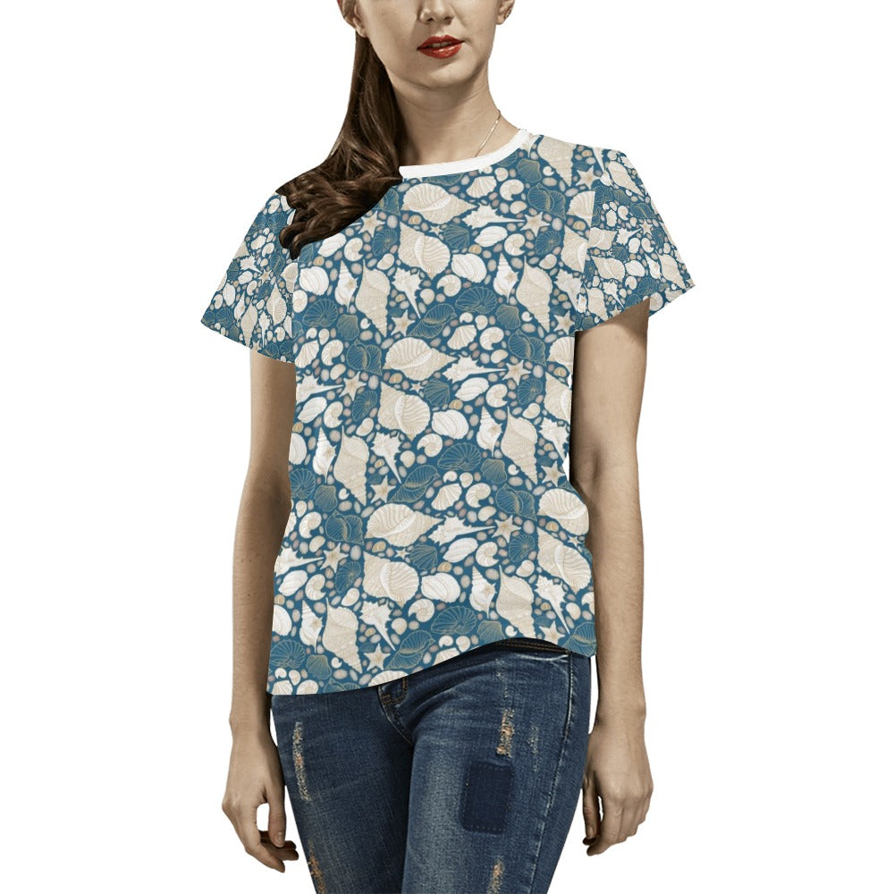Seashell Print Design LKS308 Women's  T-shirt