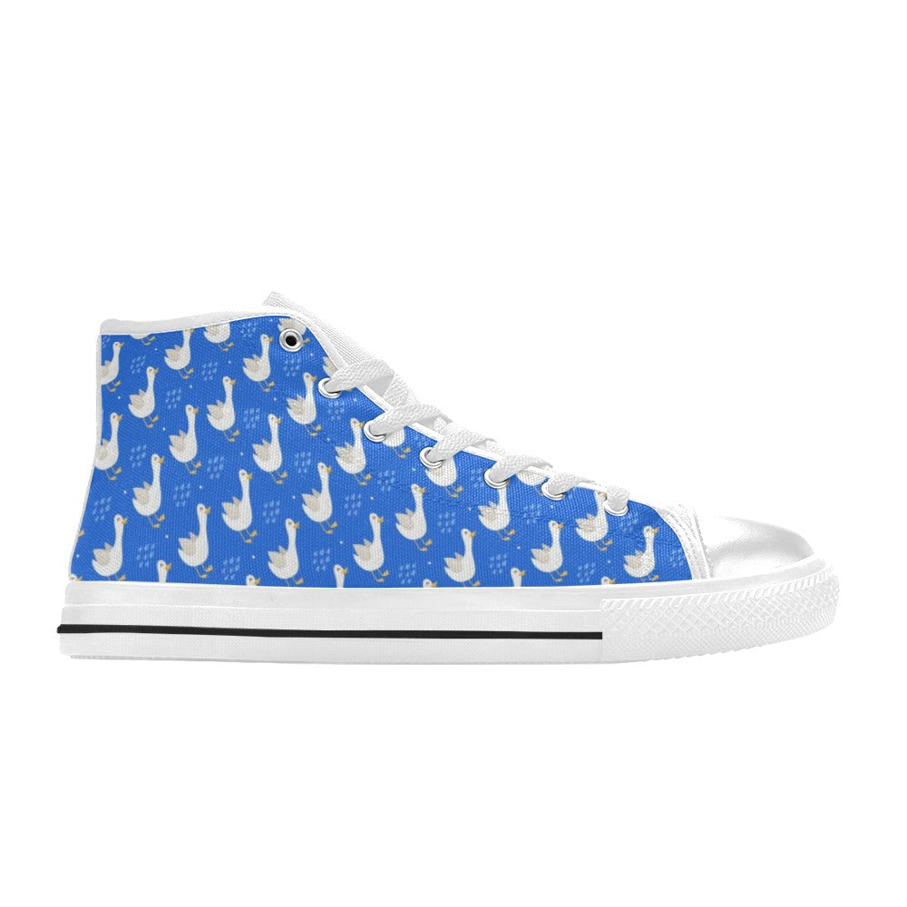 Goose Print Design LKS402 High Top Women's White Shoes