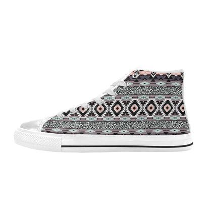 Safari Pattern Print Design LKS302 High Top Women's White Shoes