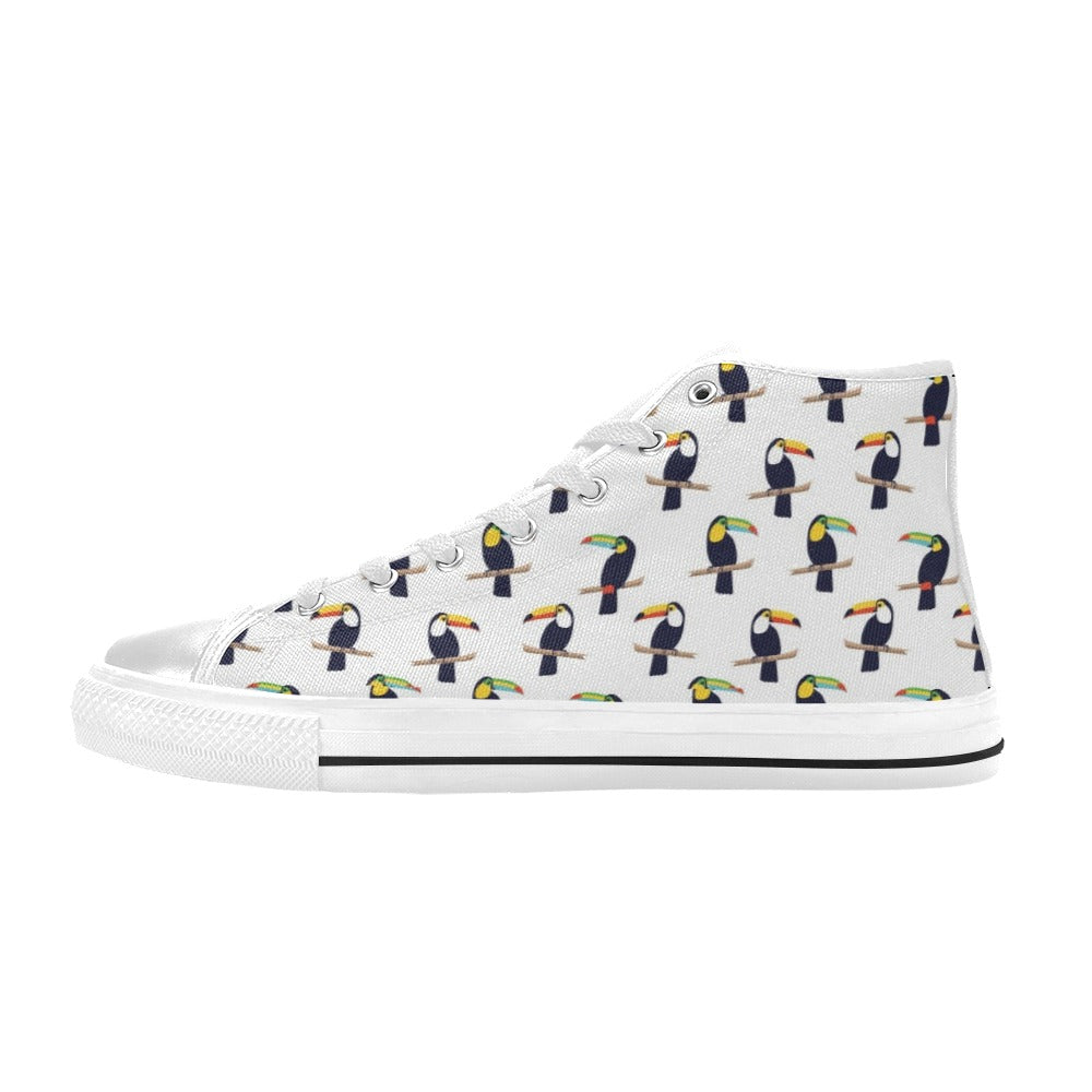 Toucan Print Design LKS305 High Top Women's White Shoes