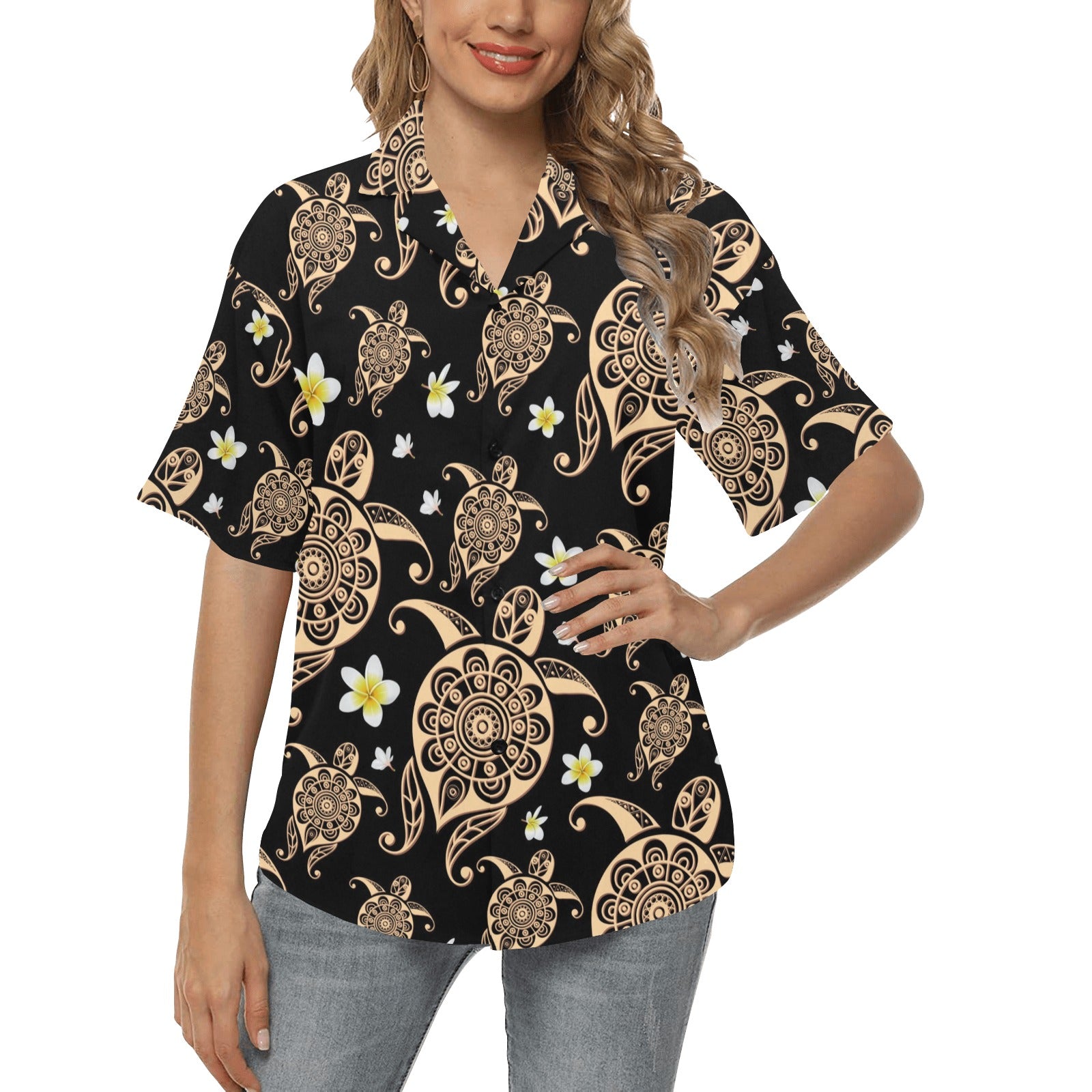 Turtle Polynesian Tribal Hawaiian Women's Hawaiian Shirt