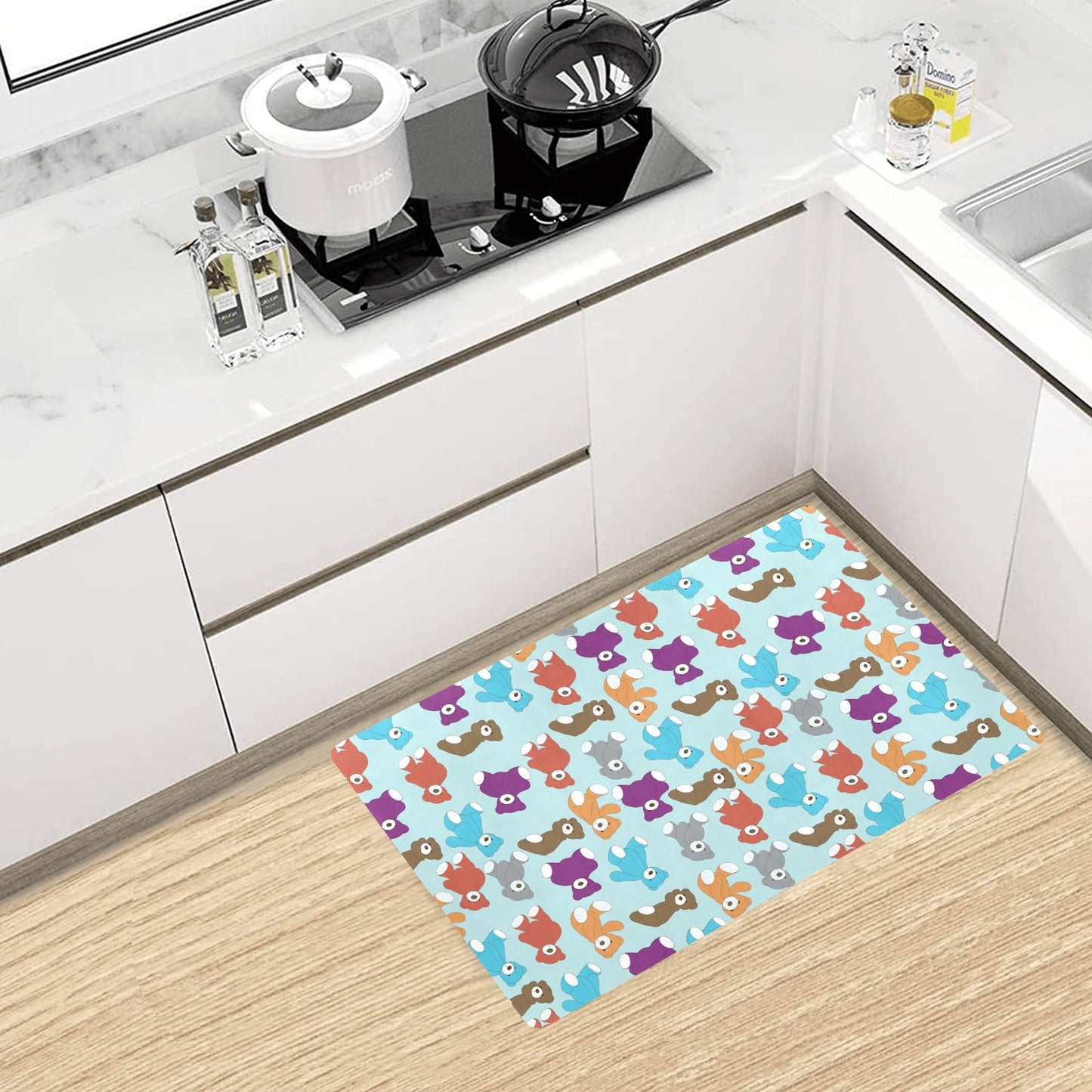 Bear Cute Pattern Print Design 03 Kitchen Mat