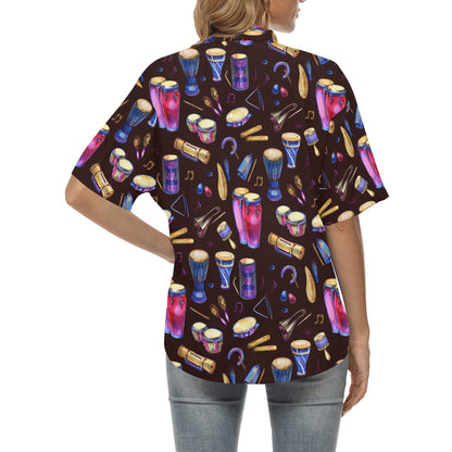 Percussion Neon Pattern Print Design 04 Women's Hawaiian Shirt