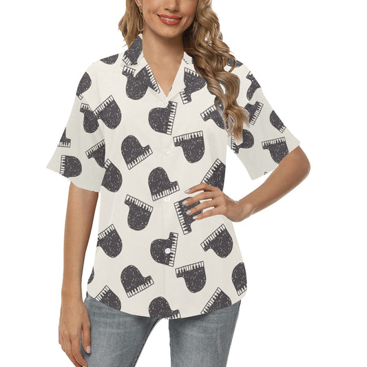 Piano Pattern Print Design 04 Women's Hawaiian Shirt
