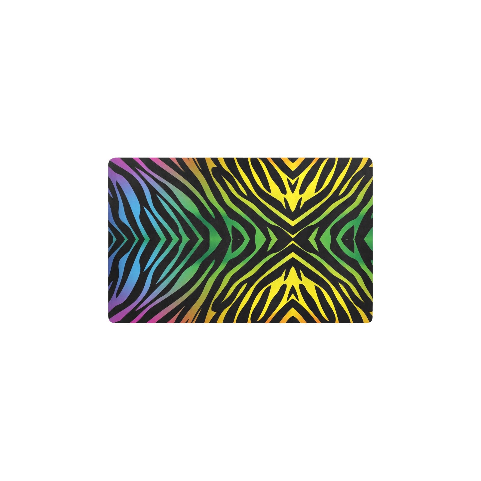 Rainbow Zebra Themed Print Kitchen Mat