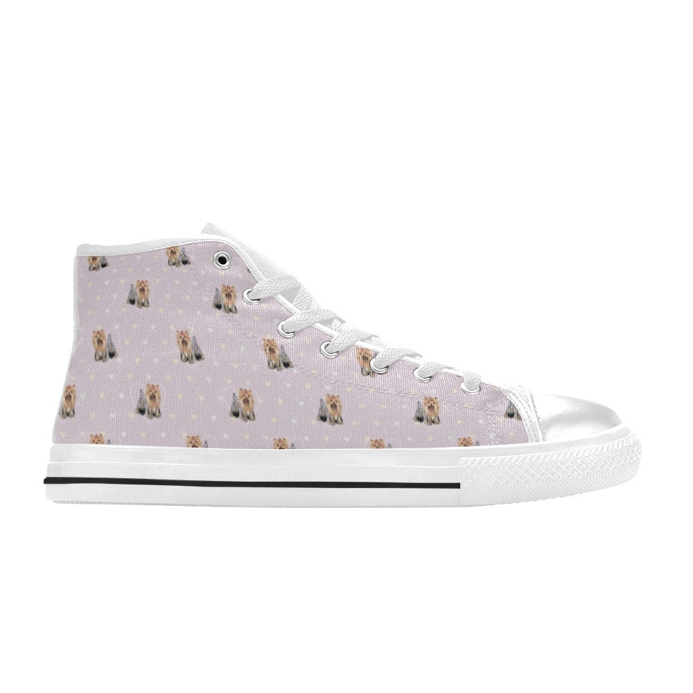 Yorkshire Terriers Print Design LKS302 High Top Women's White Shoes