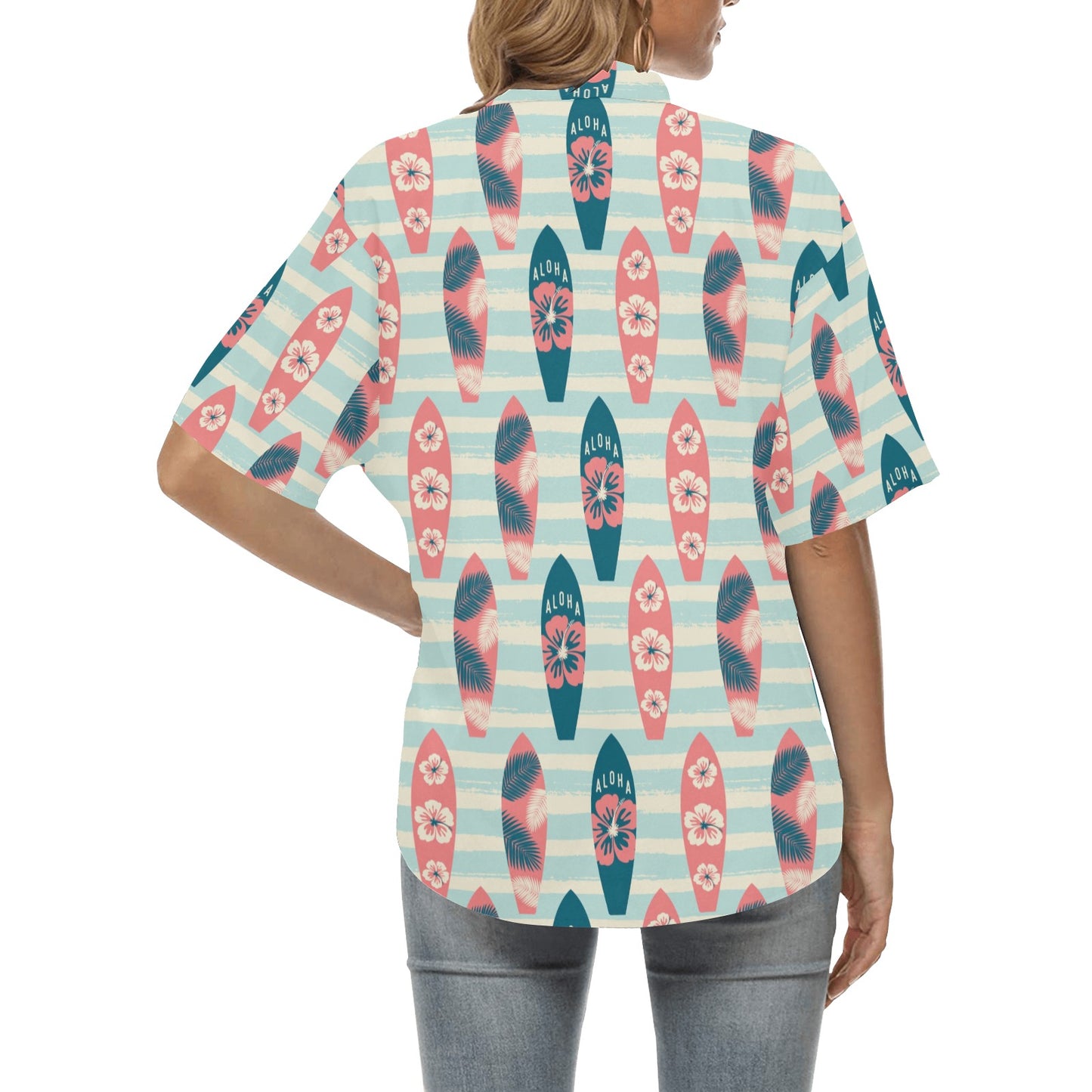 Aloha Hawaii Surfboard Pattern Print Design 02 Women's Hawaiian Shirt