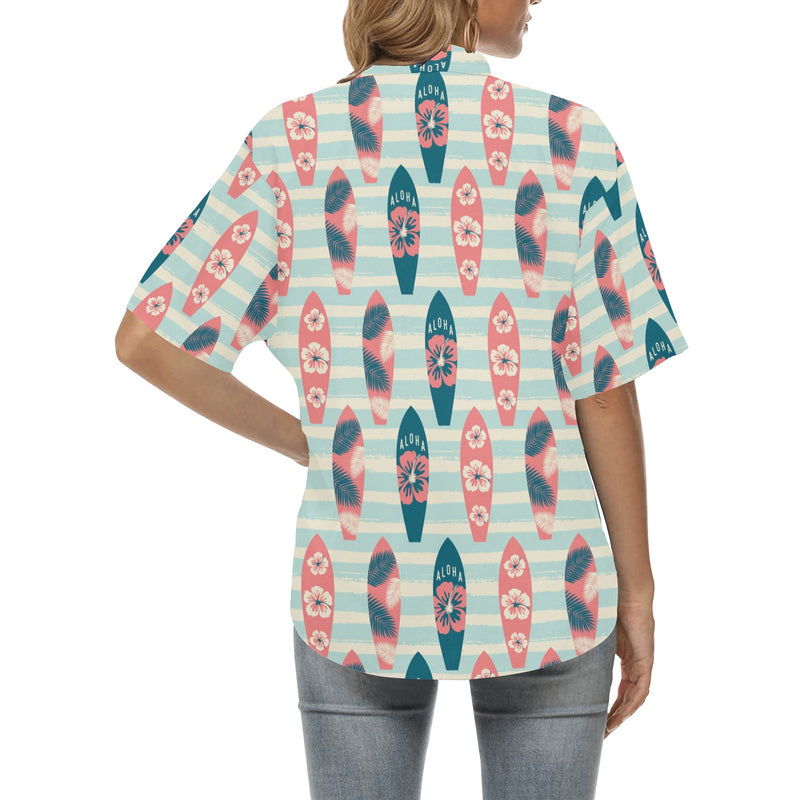Aloha Hawaii Surfboard Pattern Print Design 02 Women's Hawaiian Shirt