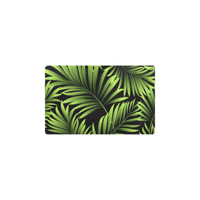 Green Neon Tropical Palm Leaves Kitchen Mat