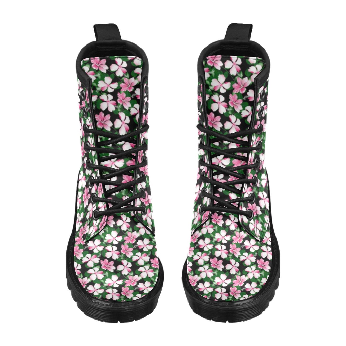 Hibiscus Pink Flower Hawaiian Print Women's Boots