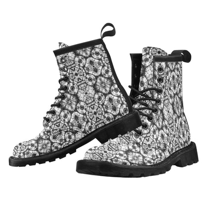 Tie Dye Black White Design Print Women's Boots