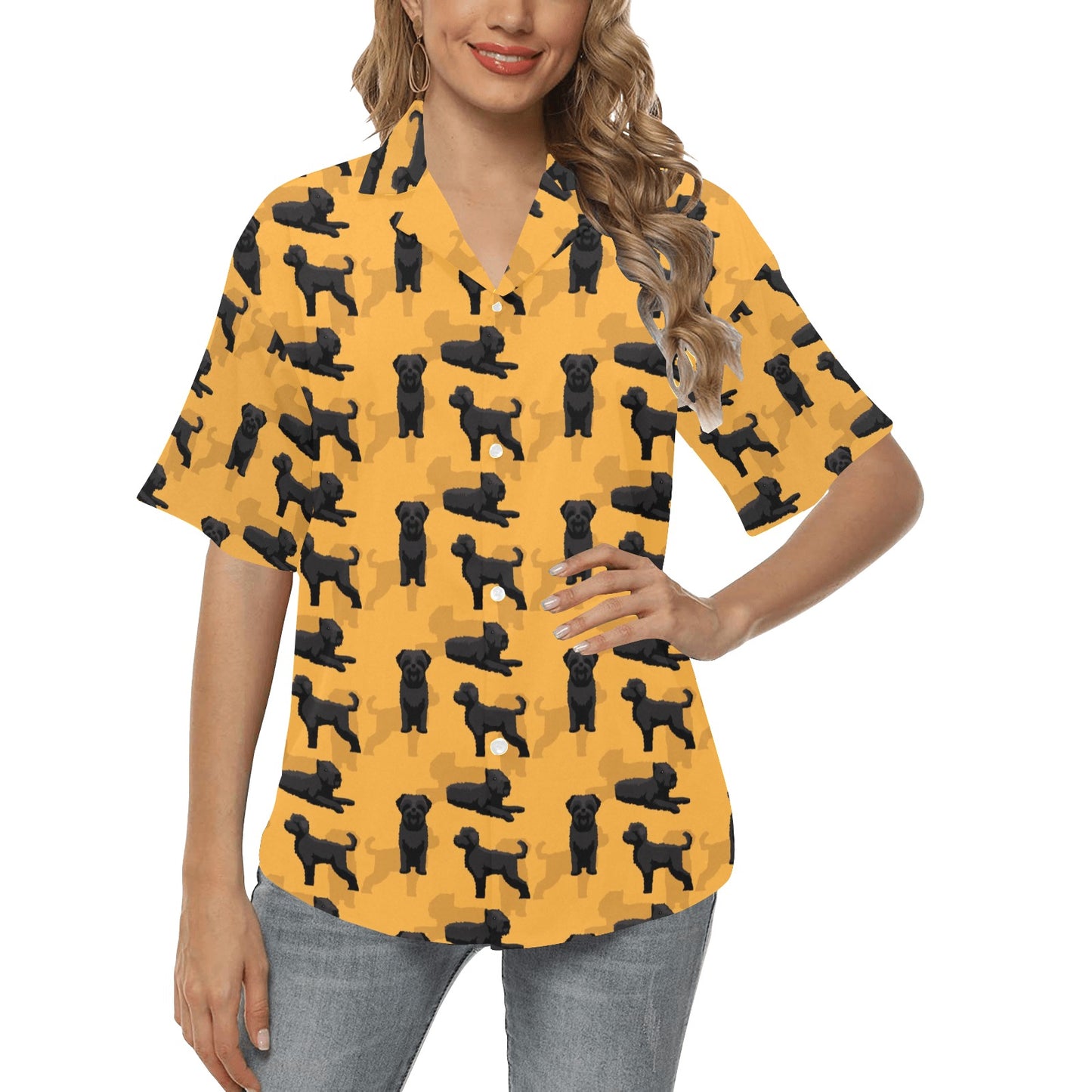 Bouviers des Flandres Pattern Print Design 01 Women's Hawaiian Shirt