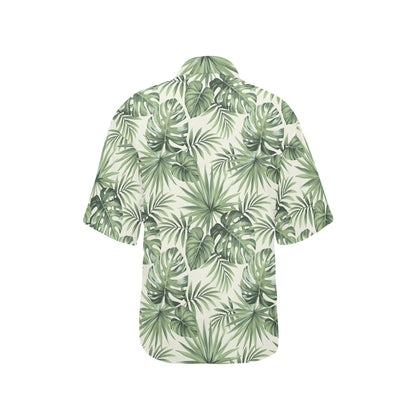 Palm Leaf Pattern Print Design A02 Women's Hawaiian Shirt