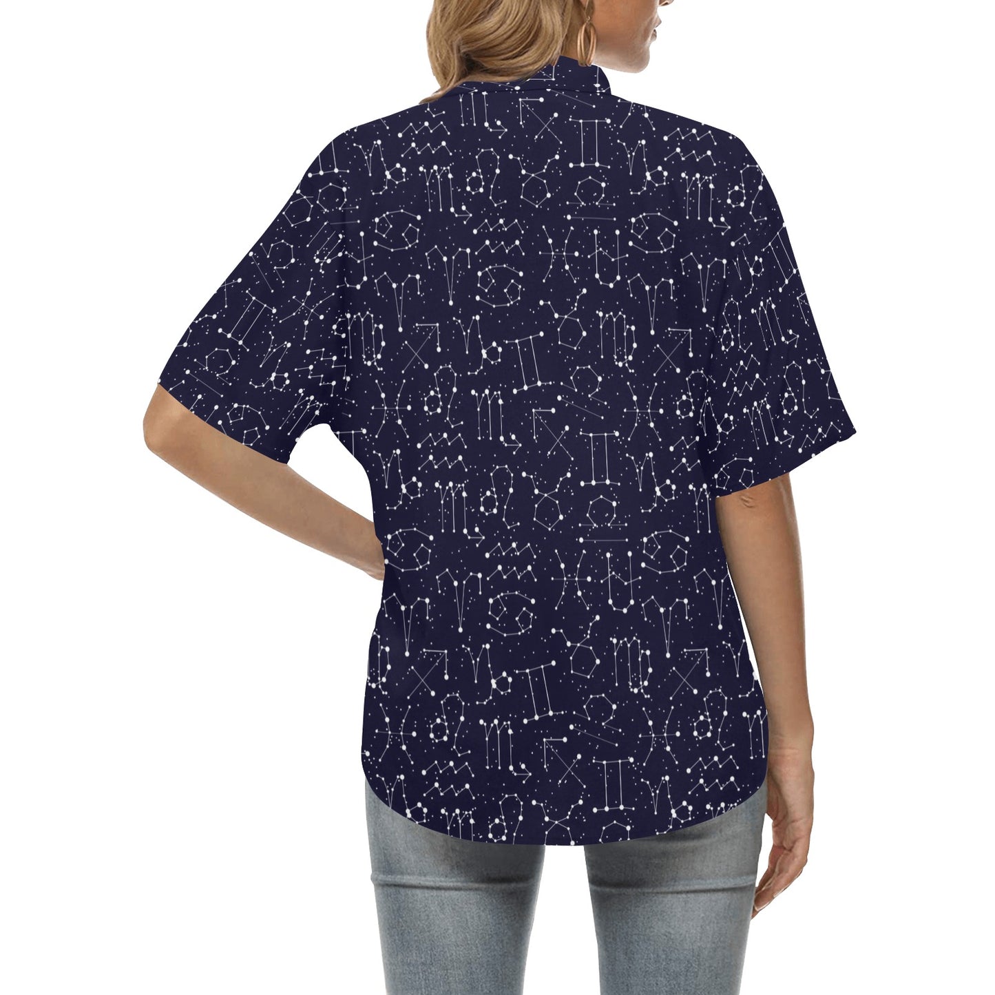 Zodiac Pattern Design Print Women's Hawaiian Shirt