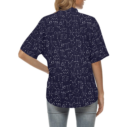 Zodiac Pattern Design Print Women's Hawaiian Shirt