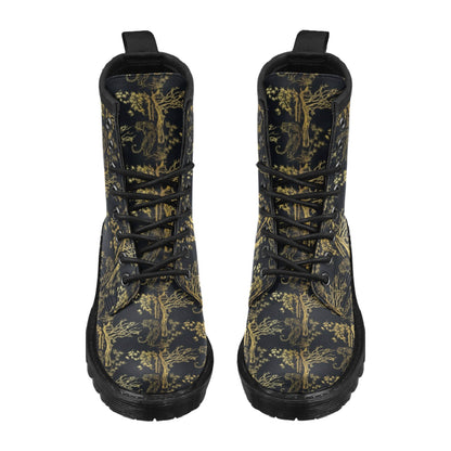 Tiger Gold Print Design LKS307 Women's Boots