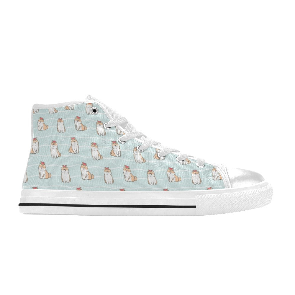 Shiba Inu Print Design LKS3011 High Top Women's White Shoes