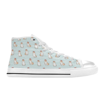 Shiba Inu Print Design LKS3011 High Top Women's White Shoes