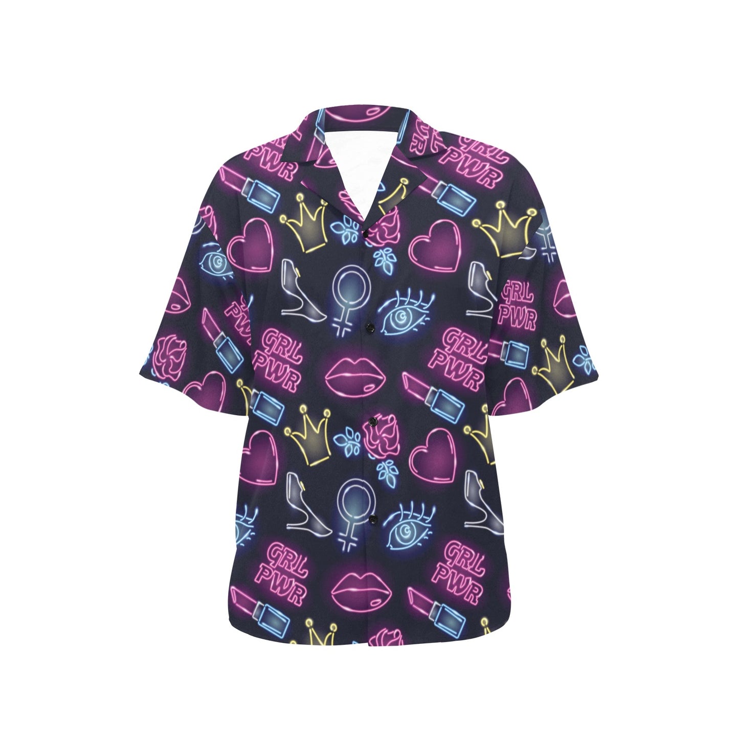 Lipstick Neon Pattern Print Design 02 Women's Hawaiian Shirt