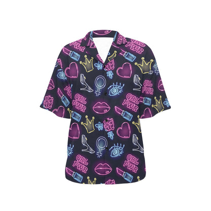 Lipstick Neon Pattern Print Design 02 Women's Hawaiian Shirt