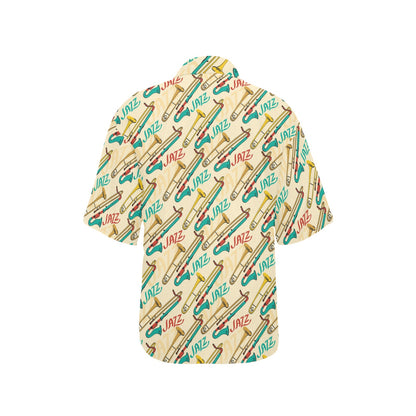 Trombone Pattern Print Design 03 Women's Hawaiian Shirt