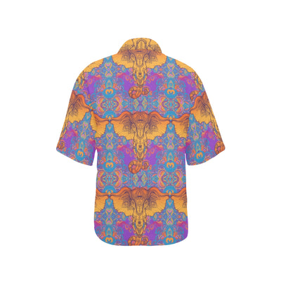 Gold Elephant Indian Women's Hawaiian Shirt