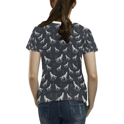 Wolf Print Design LKS303 Women's  T-shirt