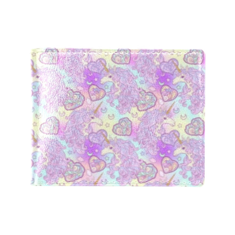 Unicorn Rainbow Star Heart Print Men's ID Card Wallet