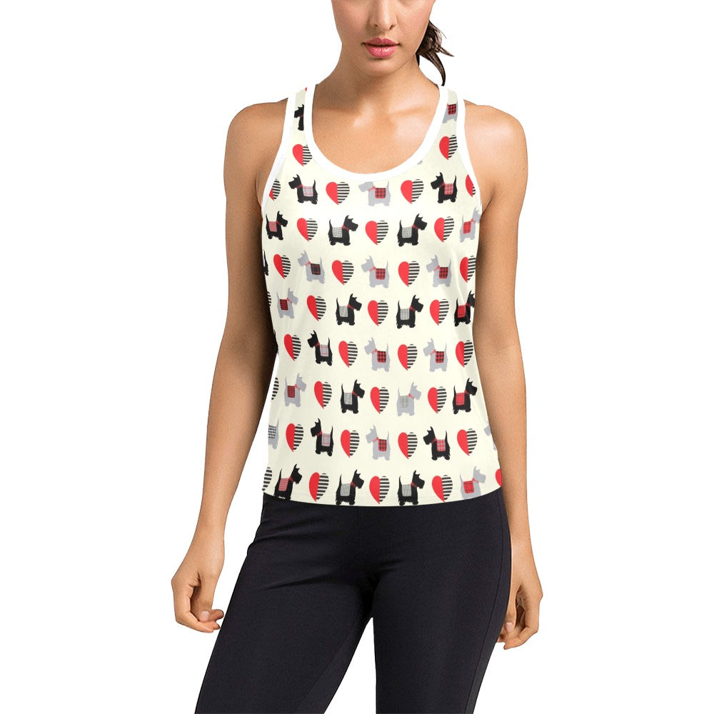 Scottish Terriers Print Design LKS3010 Women's Racerback Tank Top