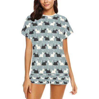 Scottish Terriers Print Design LKS301 Women's Short Pajama Set