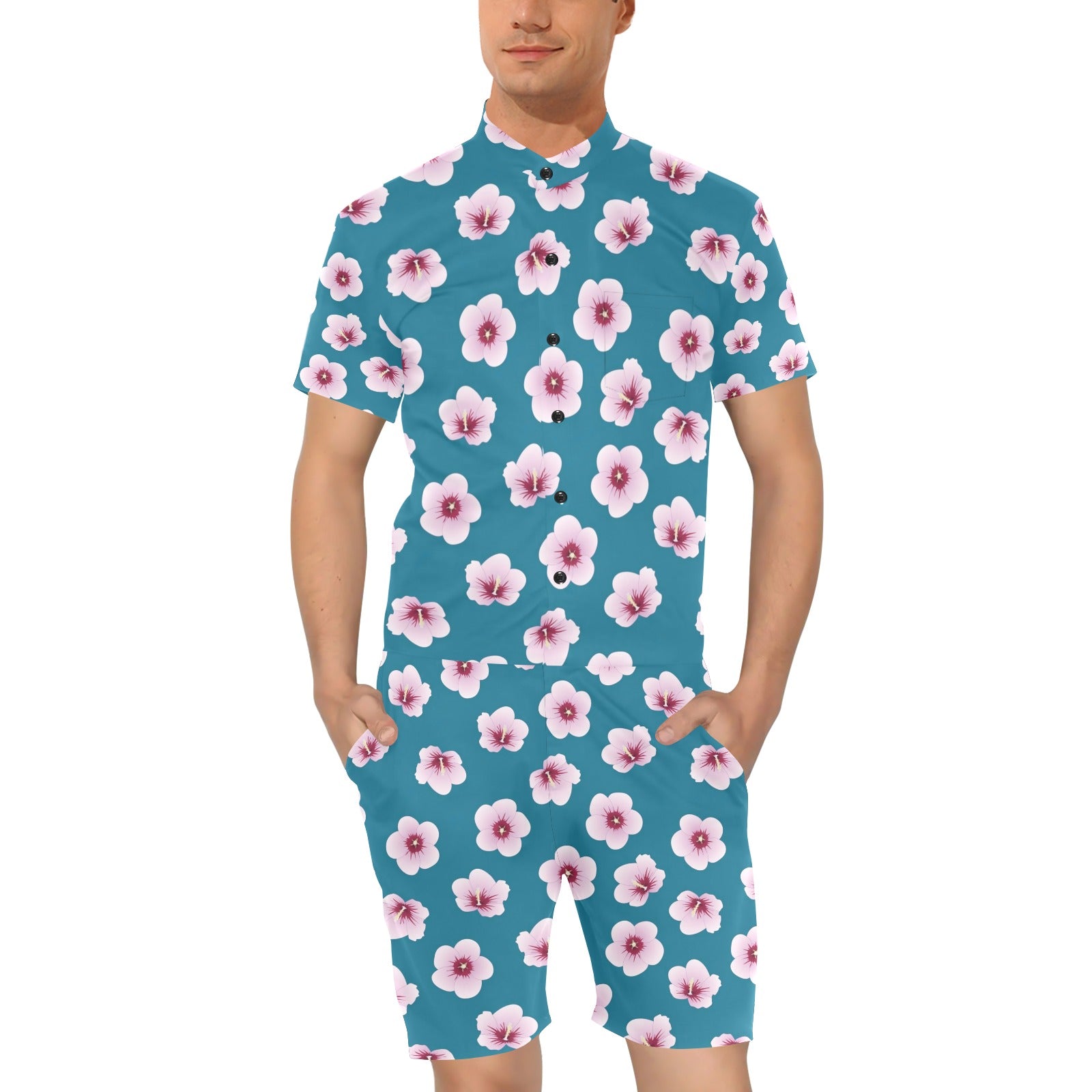 Cherry Blossom Pattern Print Design CB08 Men's Romper