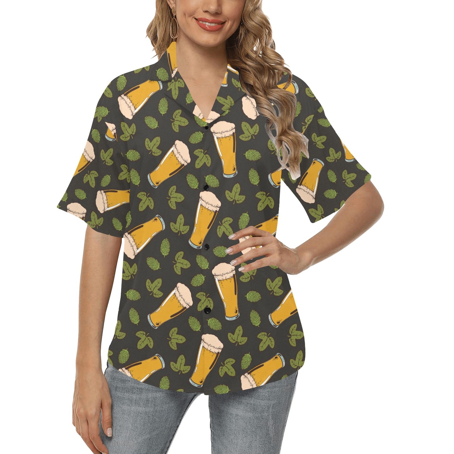 Beer Iris Pattern Print Design 02 Women's Hawaiian Shirt
