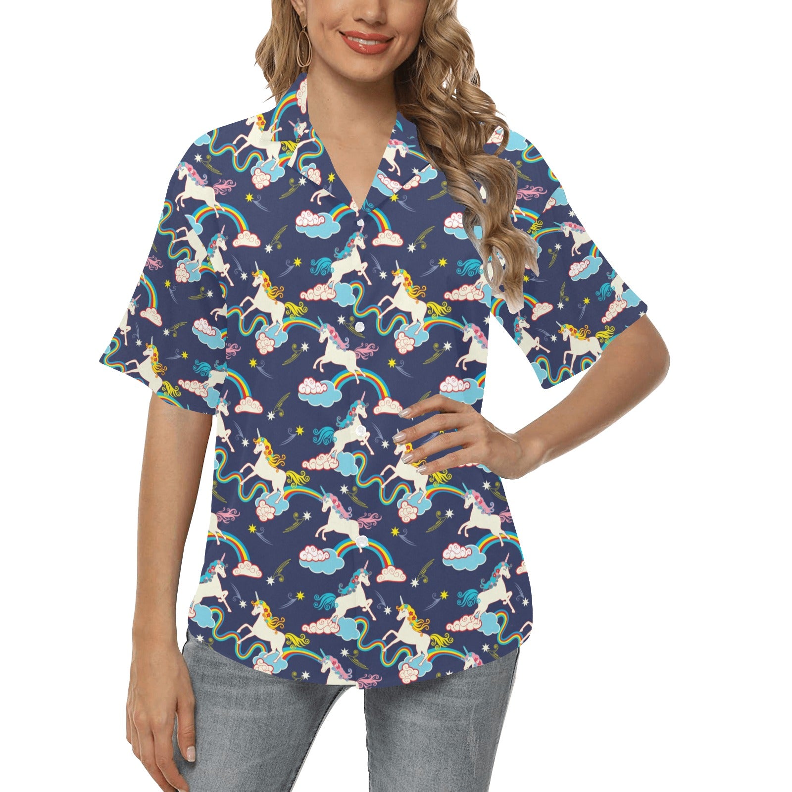 Unicorn Print Design LKS304 Women's Hawaiian Shirt