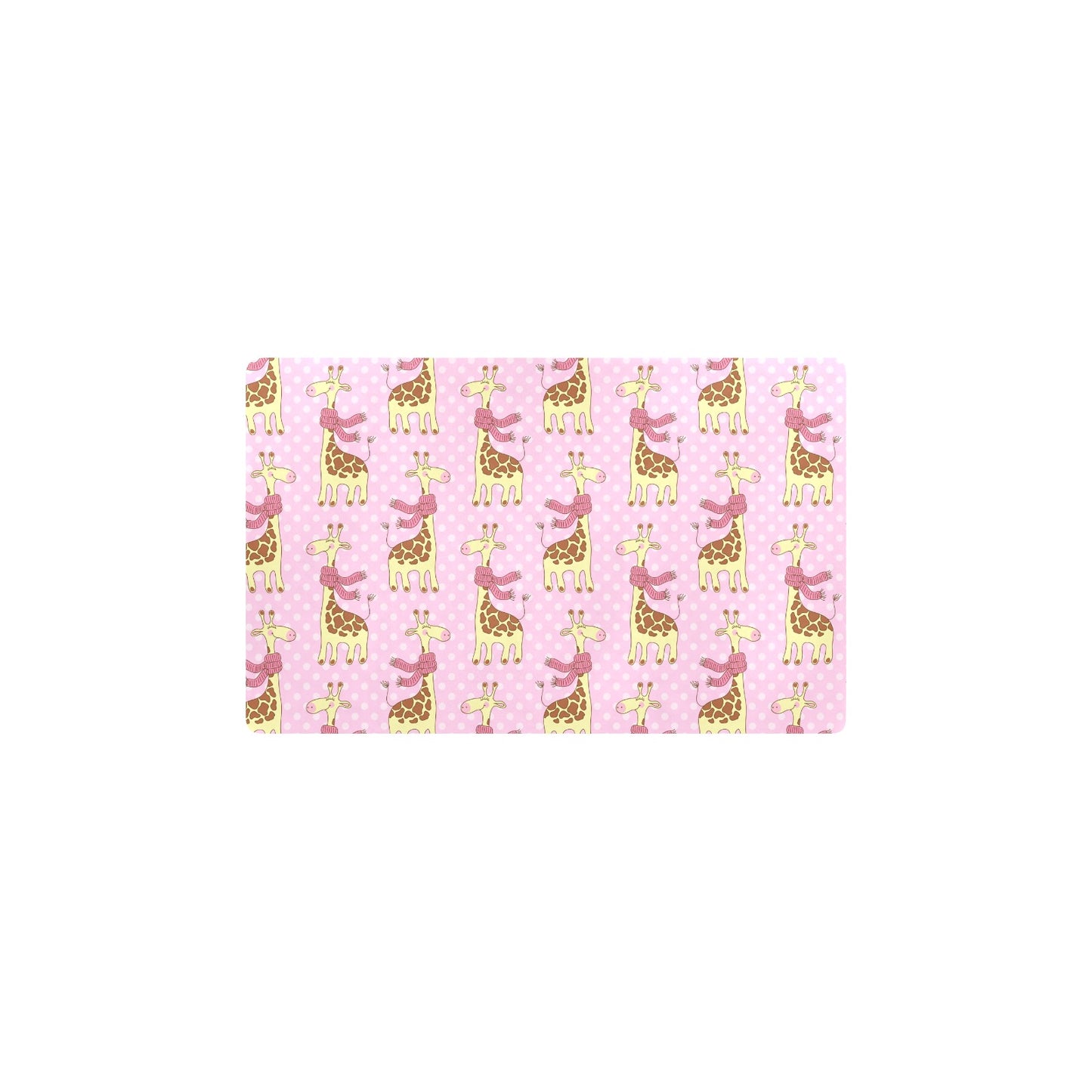 Giraffe Cute Pink Polka Dot Print Kitchen Mat
