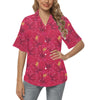 Hibiscus Red Pattern Print LKS308 Women's Hawaiian Shirt