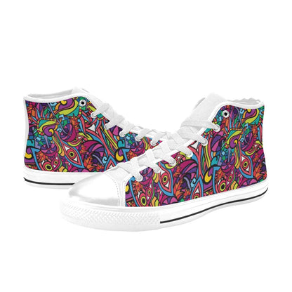 Trippy Print Design LKS302 High Top Women's White Shoes