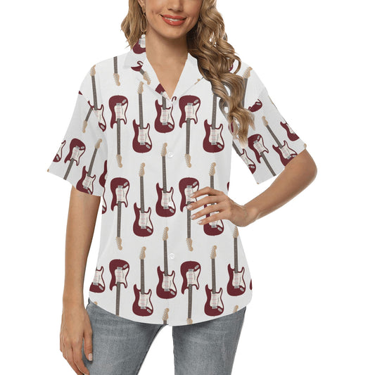 Bass Guitar Pattern Print Design 03 Women's Hawaiian Shirt
