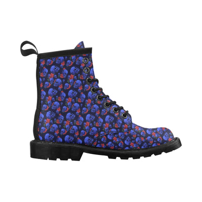 Skull Roses Neon Design Themed Print Women's Boots