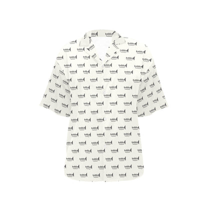 Trumpet Pattern Themed Print Women's Hawaiian Shirt