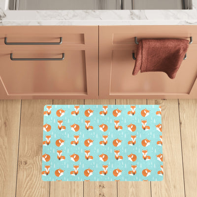 Fox Design Snow Print Pattern Kitchen Mat