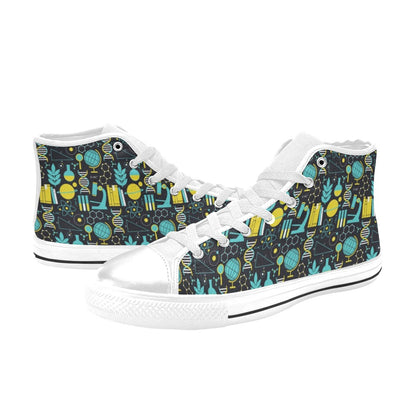 Science Print Design LKS301 High Top Women's White Shoes