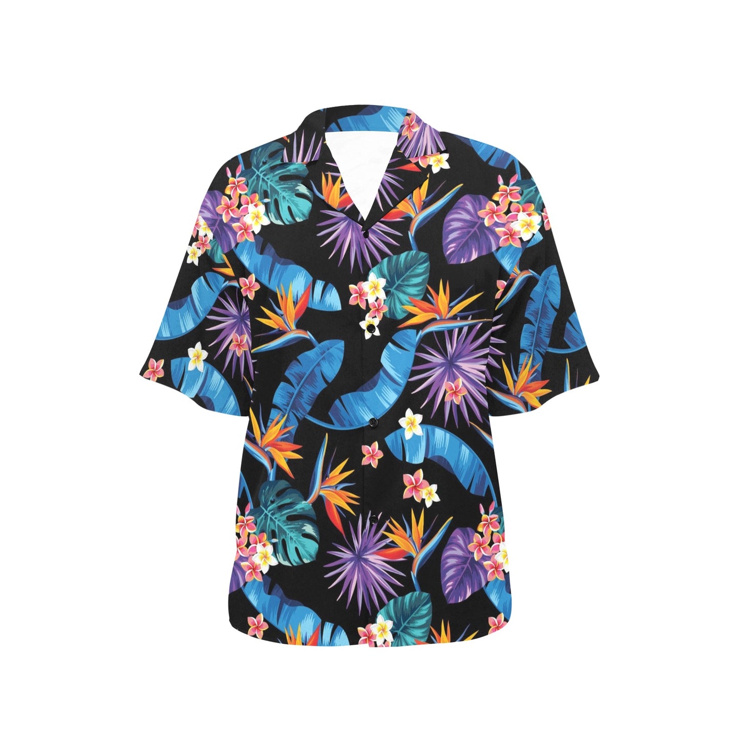 Tropical Flower Pattern Print Design TF018 Women's Hawaiian Shirt