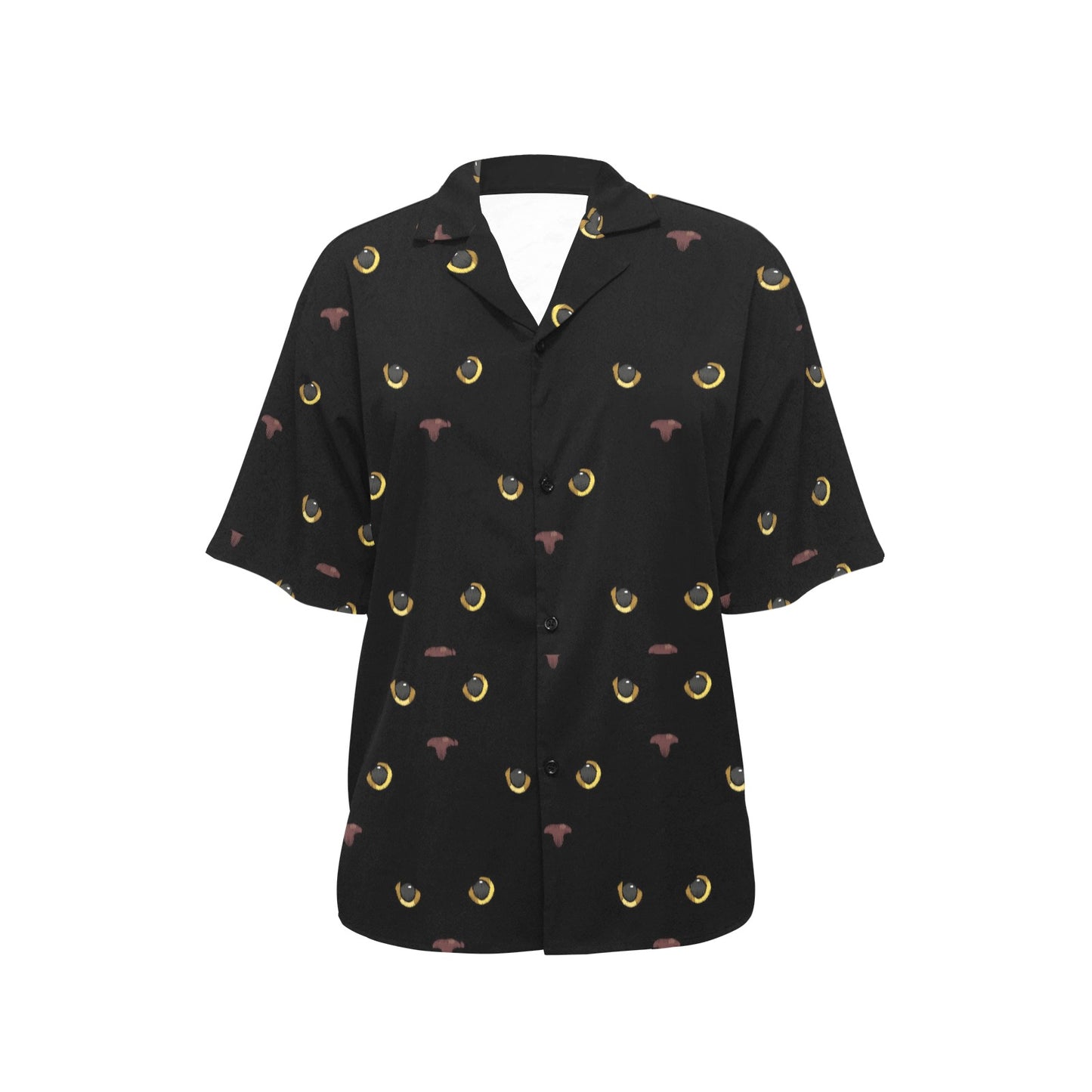 Black Cat Face Print Pattern Women's Hawaiian Shirt