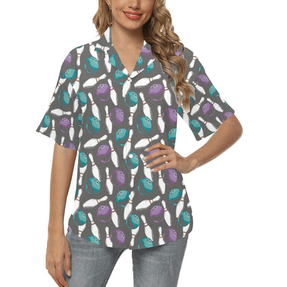 Bowling Pattern Print Design 03 Women's Hawaiian Shirt
