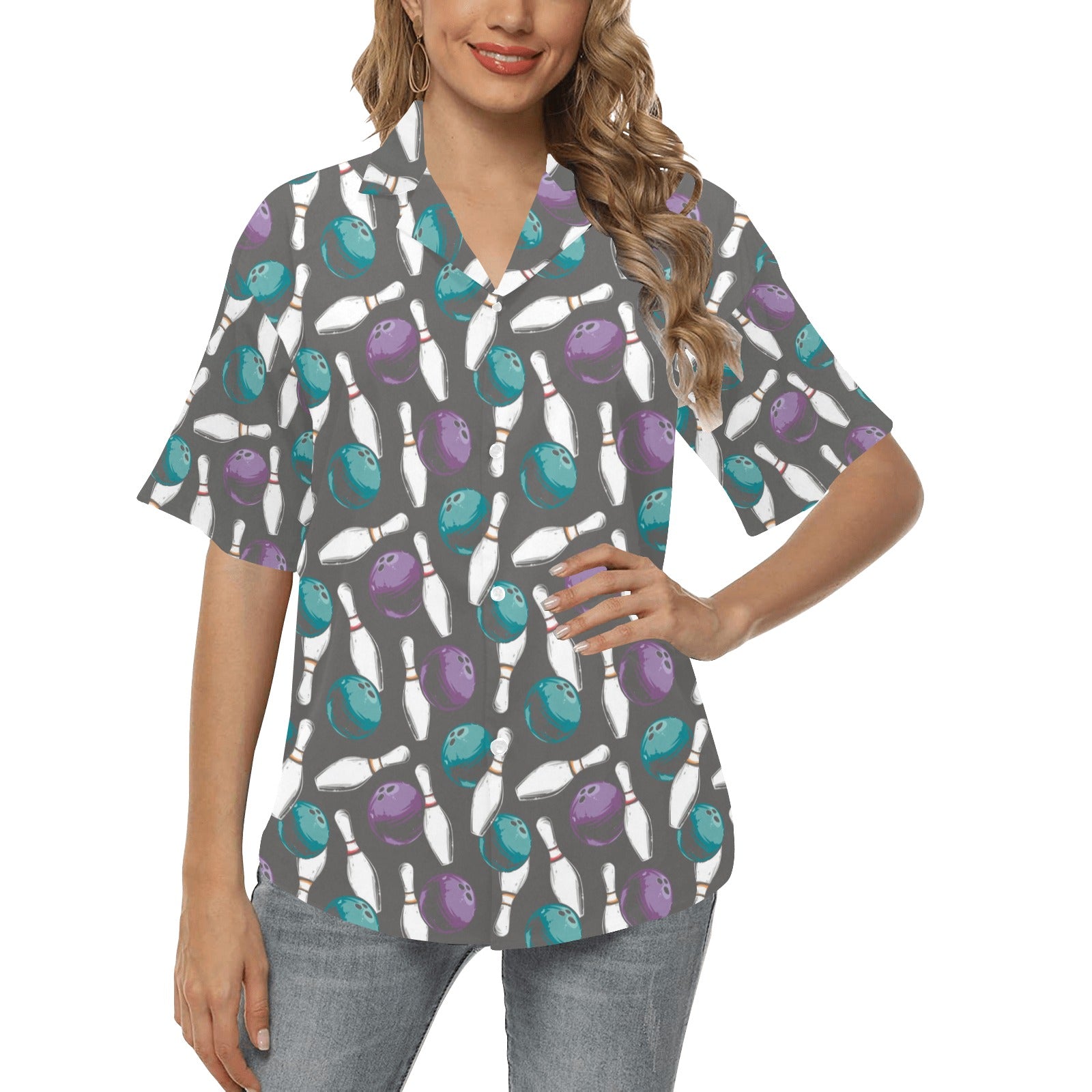 Bowling Pattern Print Design 03 Women's Hawaiian Shirt