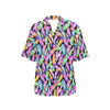 Neon Feather Pattern Print Design A02 Women's Hawaiian Shirt