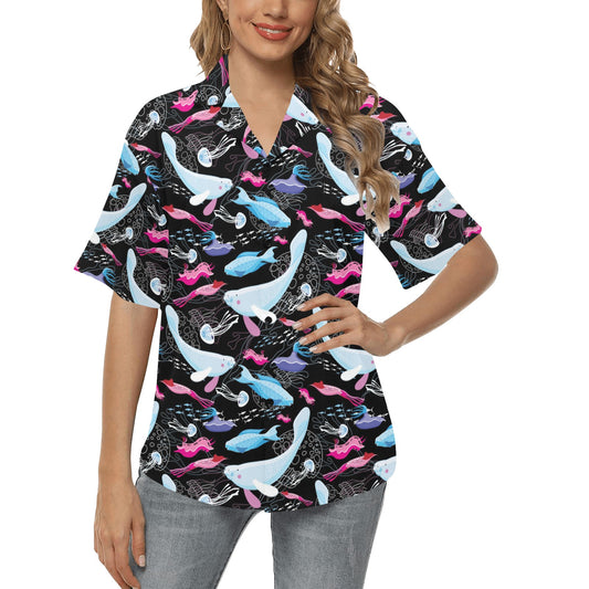 Manatee Pattern Print Design 02 Women's Hawaiian Shirt