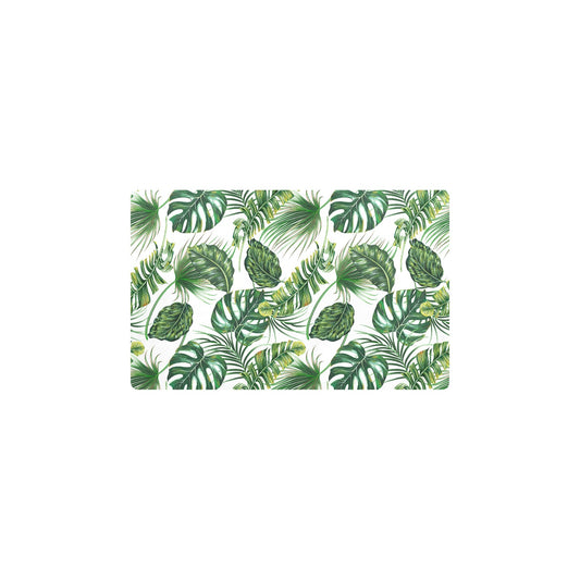Green Pattern Tropical Palm Leaves Kitchen Mat