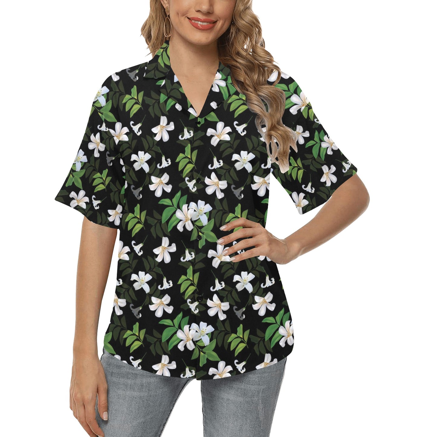 Sampaguita Print Design LKS301 Women's Hawaiian Shirt